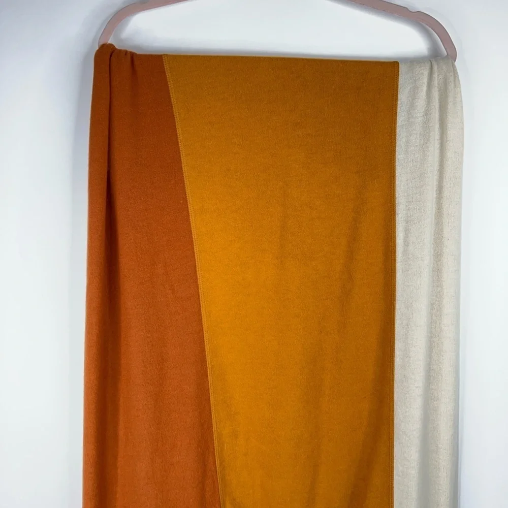 Donni Striped Sweater Scarf Trio Orange Rust Cream Long New USA